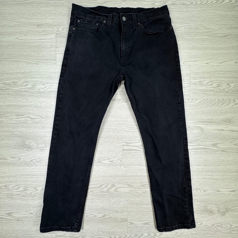 Levi's Men's Jeans 502 Regular Taper Black 34x30 Stretch Denim Grunge Minimalist